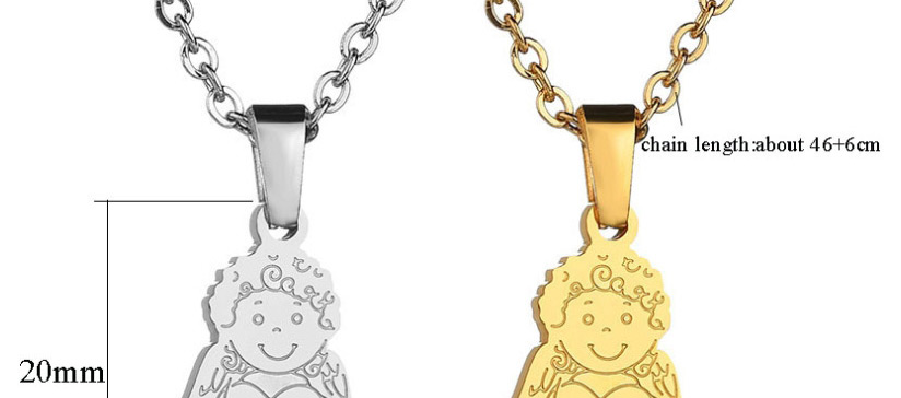 Fashion Golden Three-dimensional Love Cupid Little Angel Stainless Steel Necklace,Necklaces