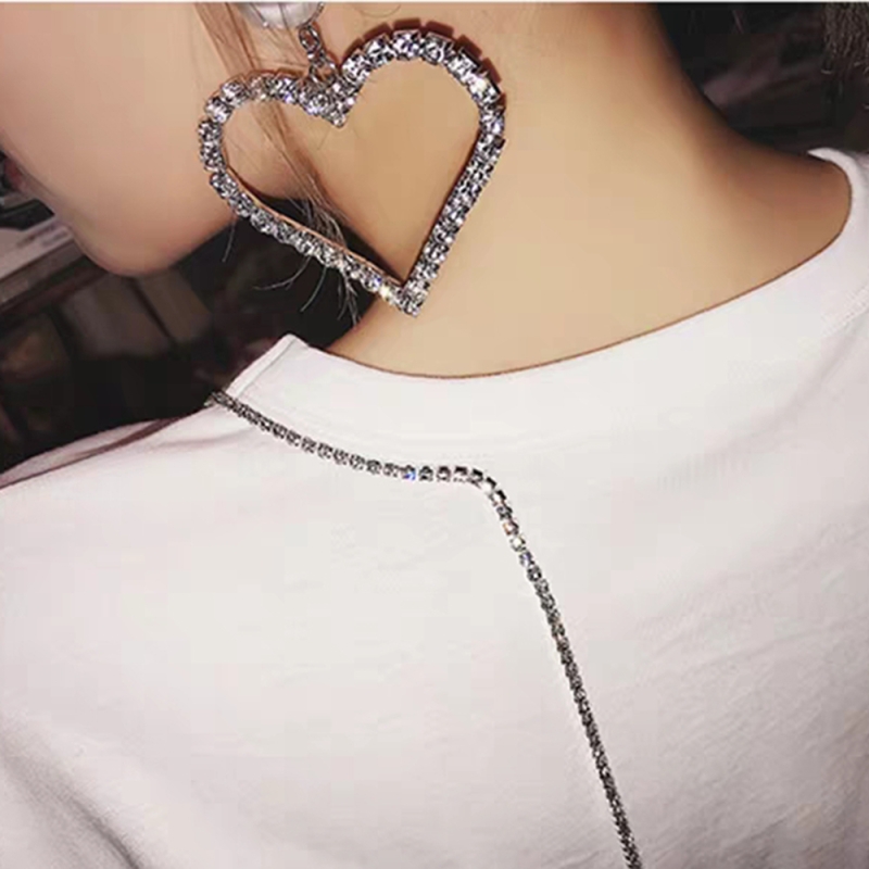Fashion White K Love Heart Pierced Earrings With Diamonds,Drop Earrings