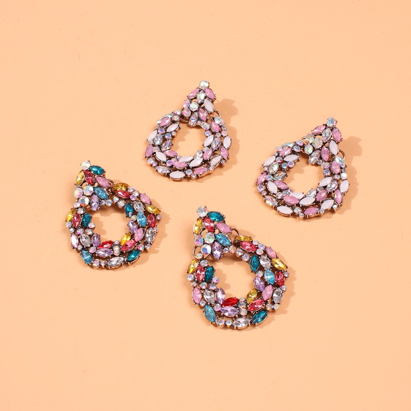 Fashion Color System Geometric Drop Earrings With Diamonds,Drop Earrings