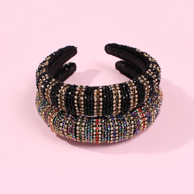 Fashion Color Woven Hair Band With Diamond Crystal Sponge Beads,Head Band