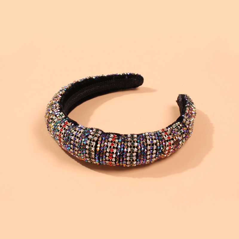 Fashion Color Woven Hair Band With Diamond Crystal Sponge Beads,Head Band