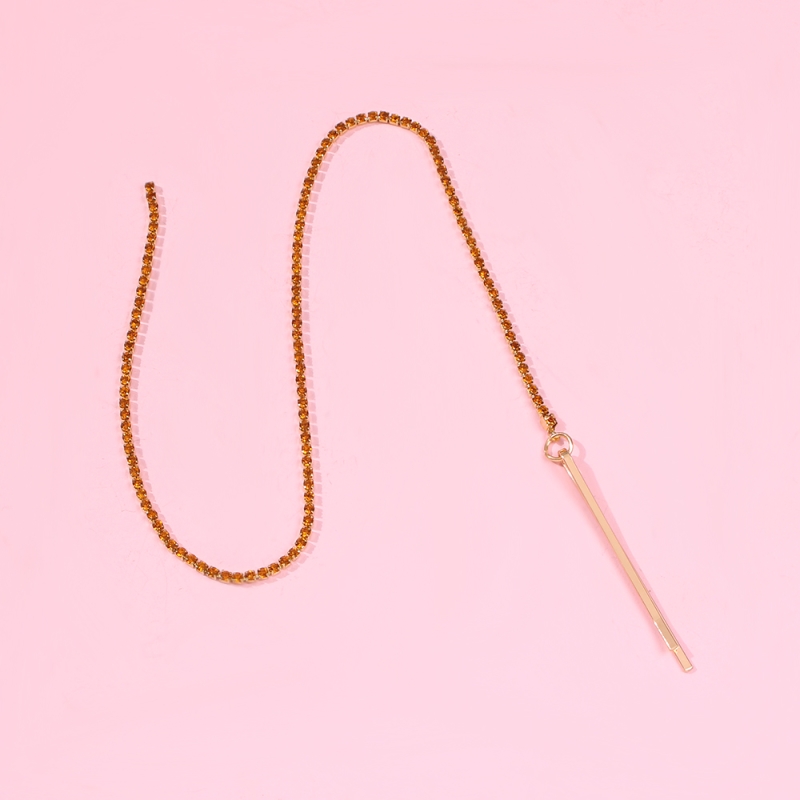 Fashion Orange Diamond Alloy Grab Chain Hair Clip,Hairpins