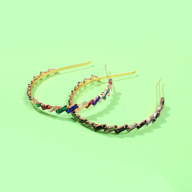 Fashion Color Inlaid Glass Diamond Geometric Alloy Hair Hoop,Head Band