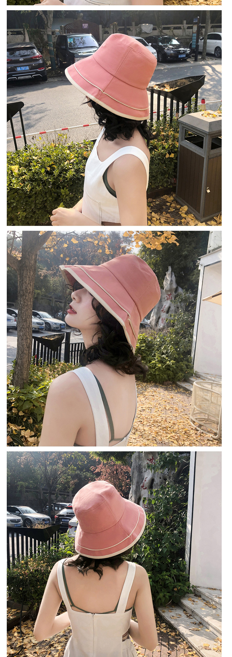 Fashion Yellow Cotton Stitching Contrast-layer Stacked Fisherman Hat,Sun Hats
