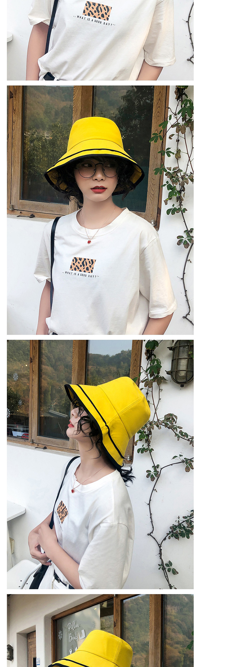 Fashion Black Cotton Stitching Contrast-layer Stacked Fisherman Hat,Sun Hats