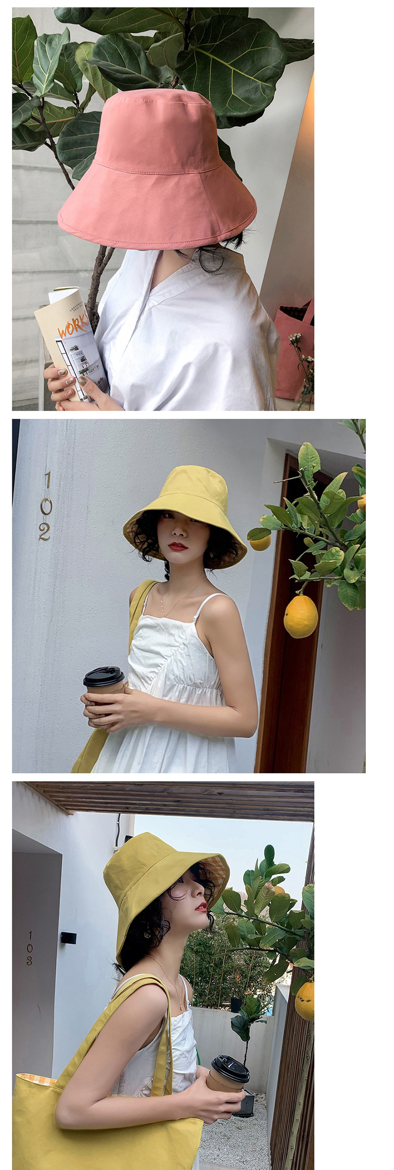 Fashion Black Plaid Reversible Fisherman Hat,Sun Hats