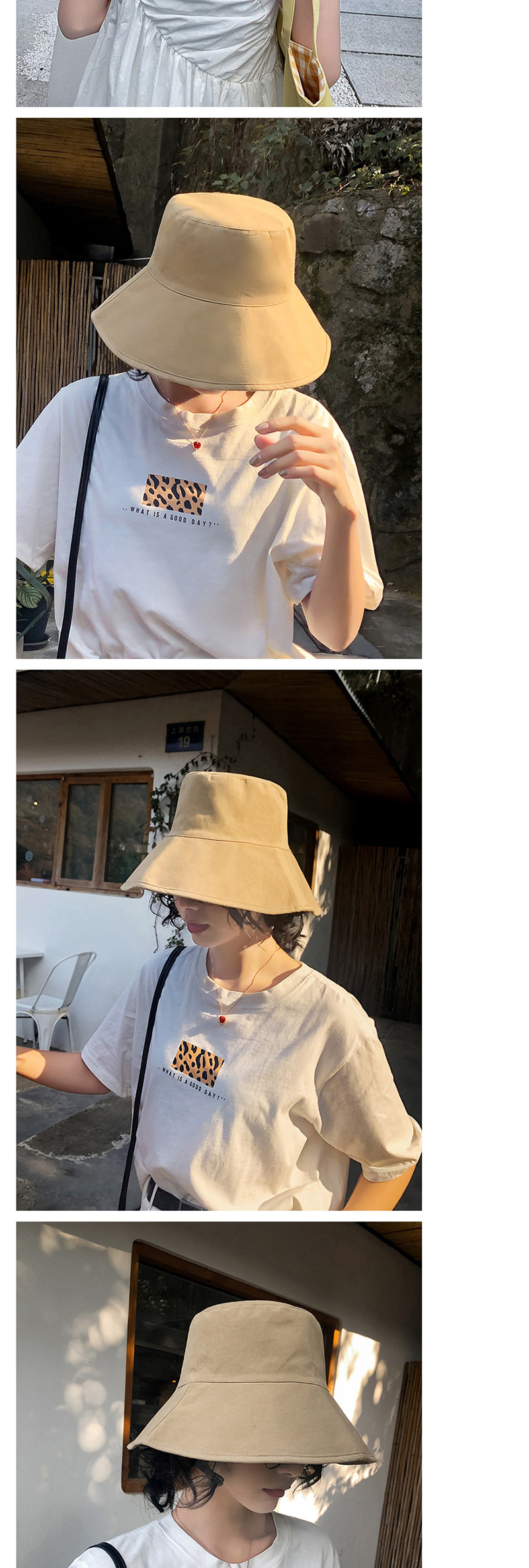 Fashion Beige Plaid Reversible Fisherman Hat,Sun Hats