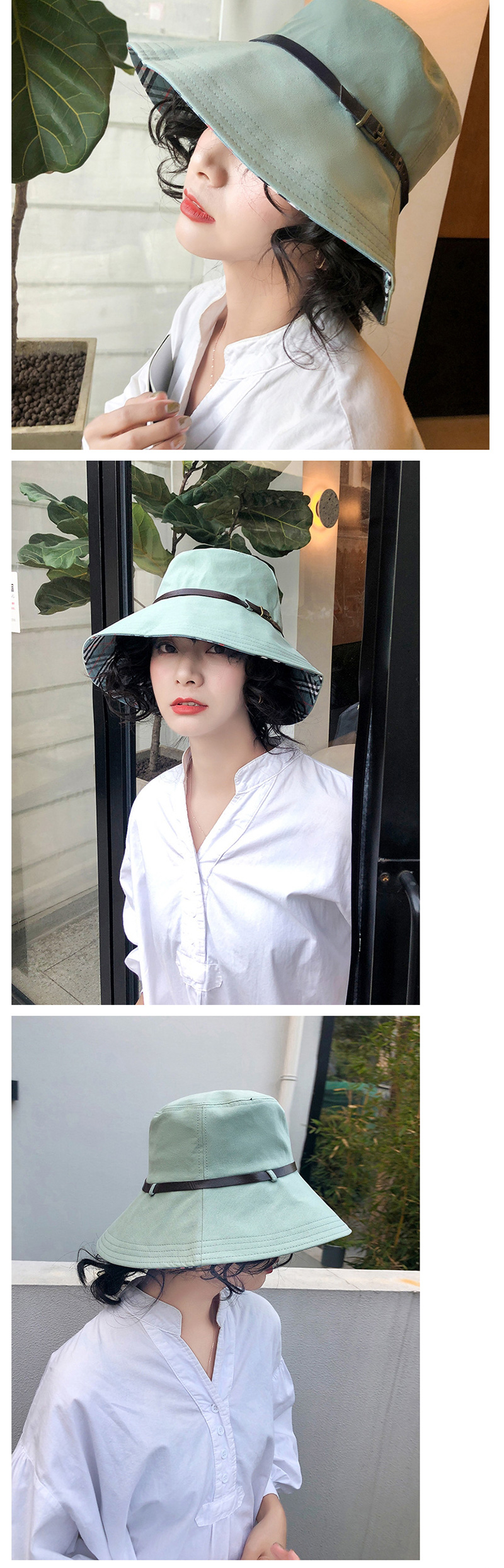 Fashion Khaki Houndstooth Cotton Fisherman Hat,Sun Hats