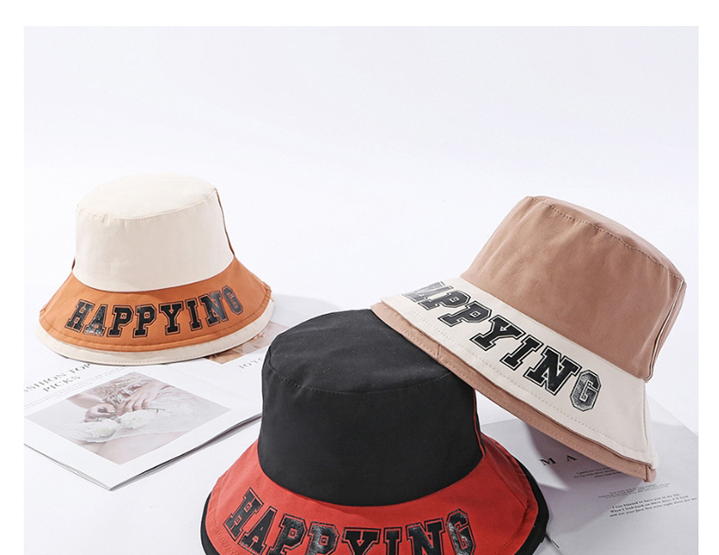Fashion Khaki Contrasting Contrast-print Alphabet Fisherman Hat,Sun Hats