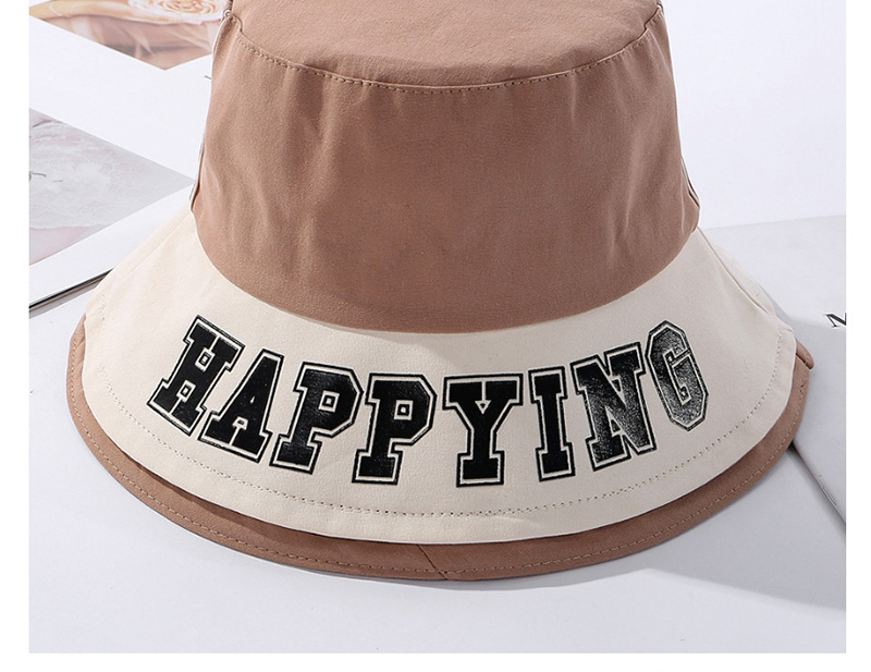 Fashion Beige Contrasting Contrast-print Alphabet Fisherman Hat,Sun Hats
