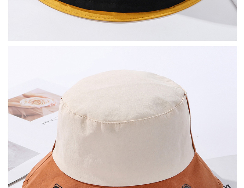 Fashion Yellow Contrasting Contrast-print Alphabet Fisherman Hat,Sun Hats