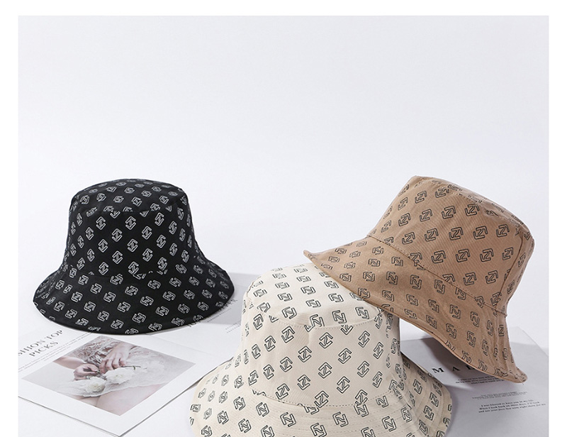 Fashion Beige Lettering Cotton Fisherman Hat On Both Sides,Sun Hats