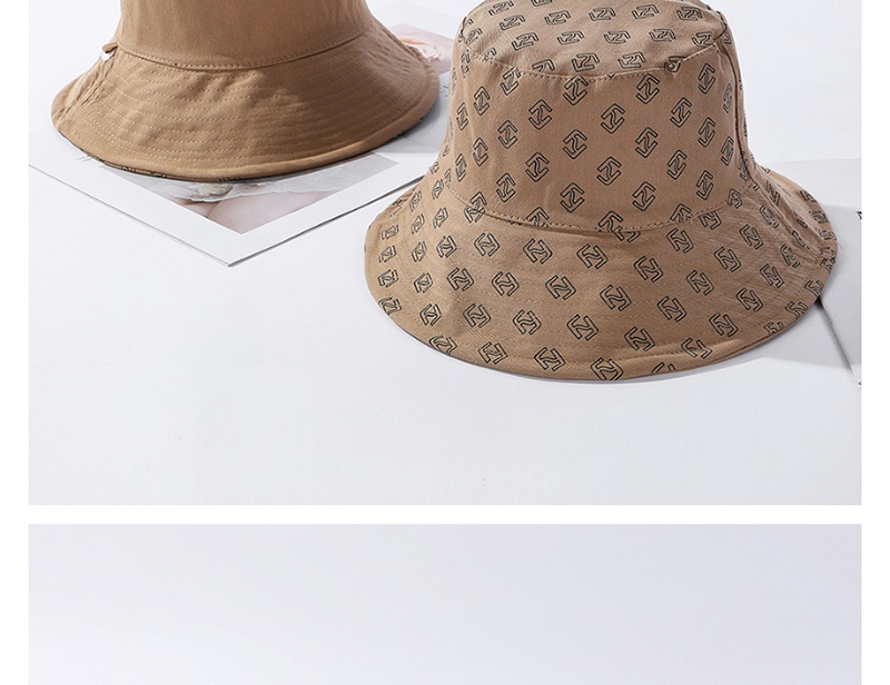 Fashion Khaki Lettering Cotton Fisherman Hat On Both Sides,Sun Hats