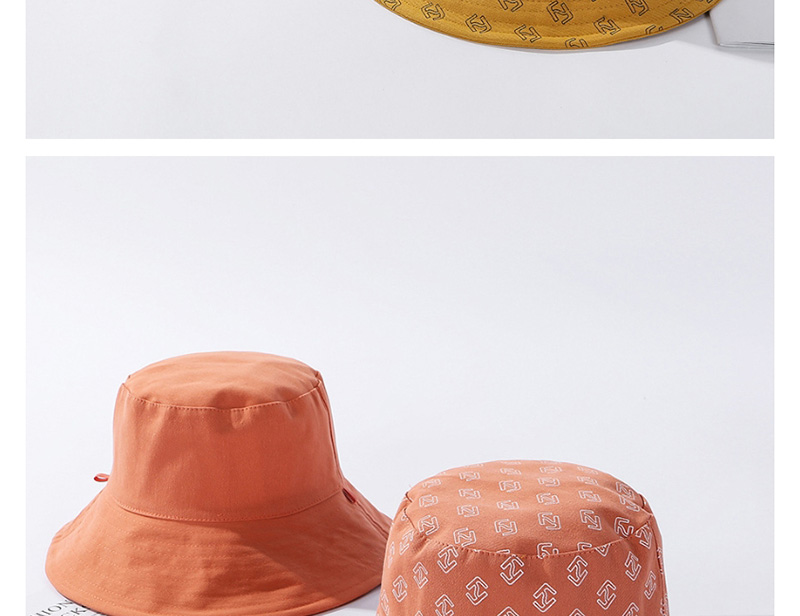 Fashion Orange Lettering Cotton Fisherman Hat On Both Sides,Sun Hats