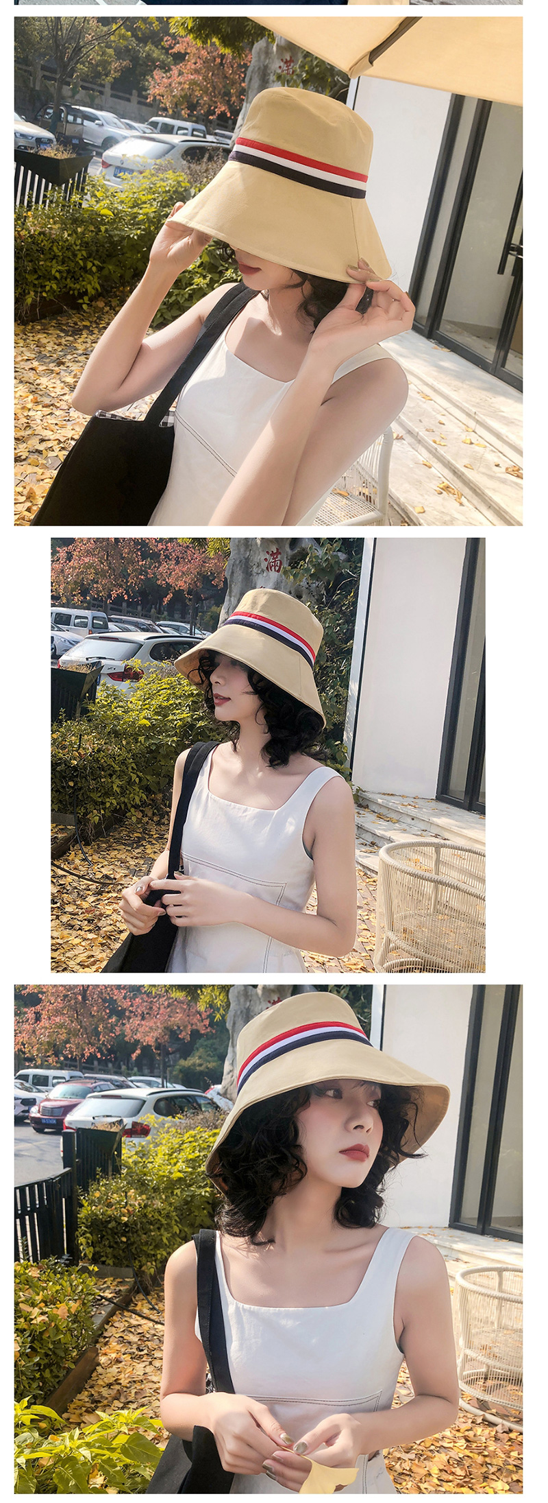 Fashion Khaki Big Hit Color Stitching Brimmed Hat,Sun Hats