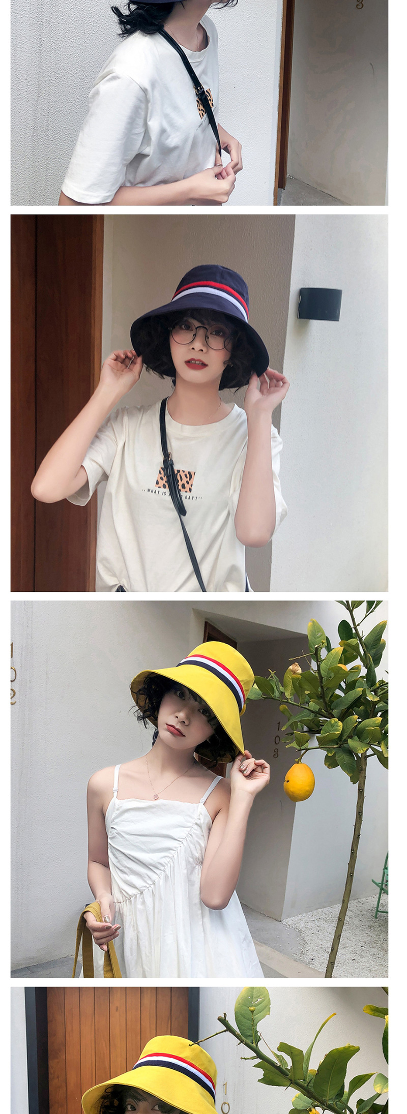 Fashion Navy Big Hit Color Stitching Brimmed Hat,Sun Hats