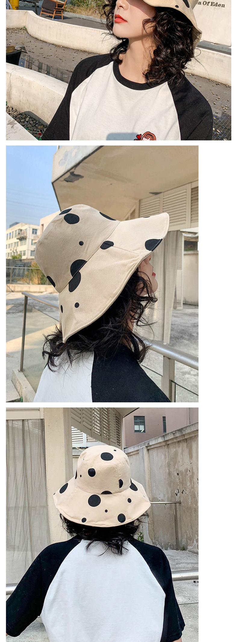 Fashion Black Polka Dot Wear Double-sided Collapsible Hat,Sun Hats