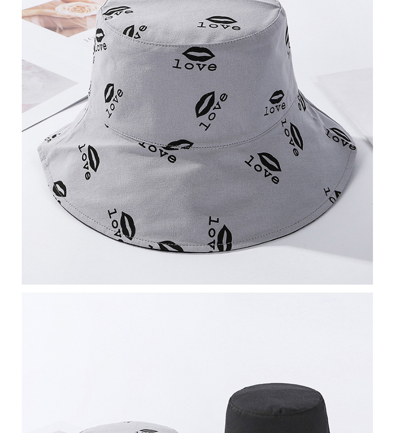 Fashion Gray Letters Printed Double-sided Wear A Hat,Sun Hats