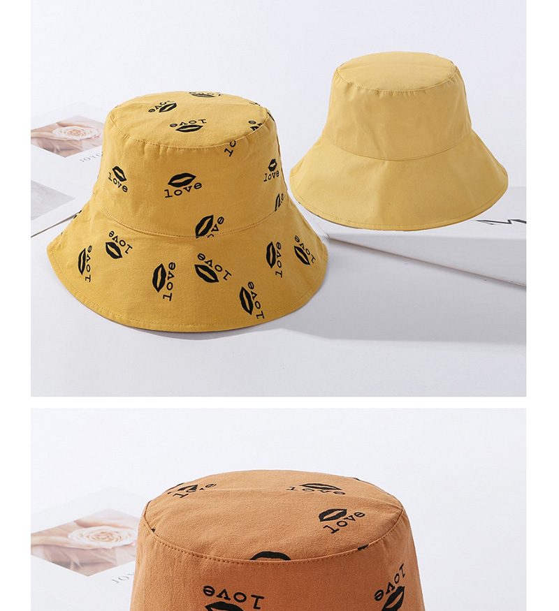 Fashion Yellow Letters Printed Double-sided Wear A Hat,Sun Hats