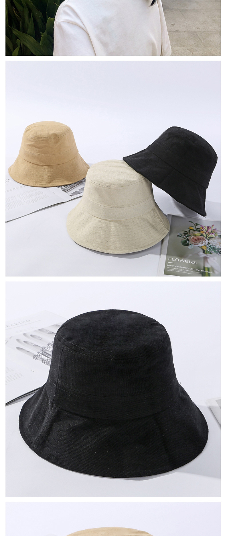 Fashion Black Cotton Sewing Thread Small Brimmed Hat,Sun Hats