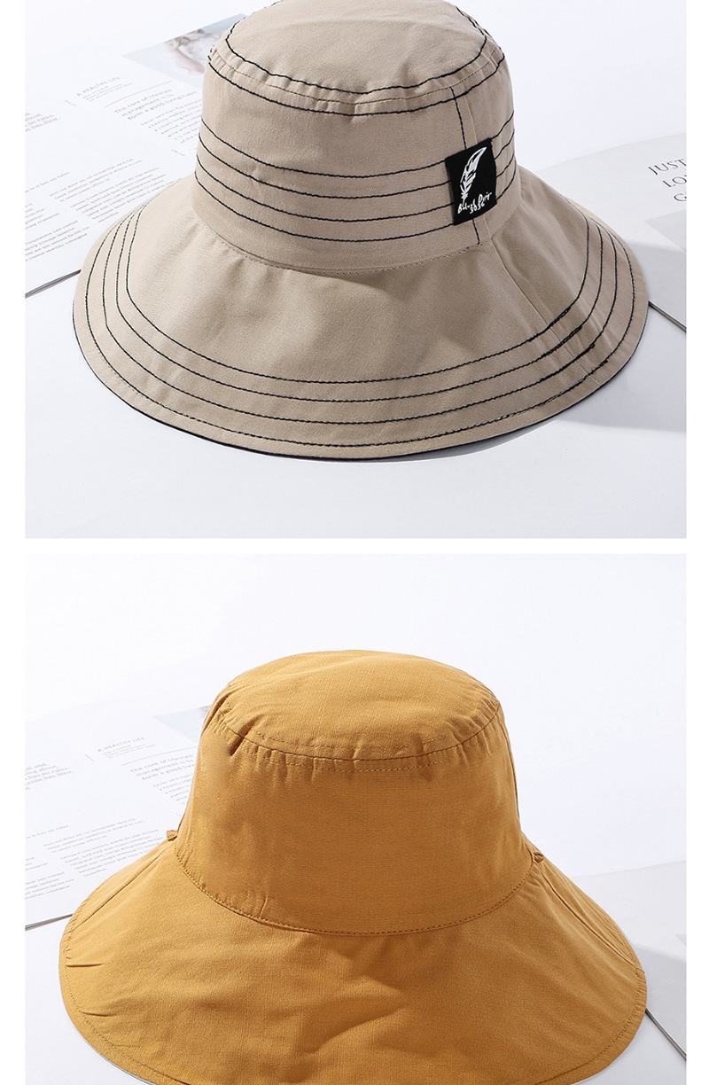Fashion Coffee Color Traces Of Feathers Foldable Large Brimmed Cotton Hat,Sun Hats