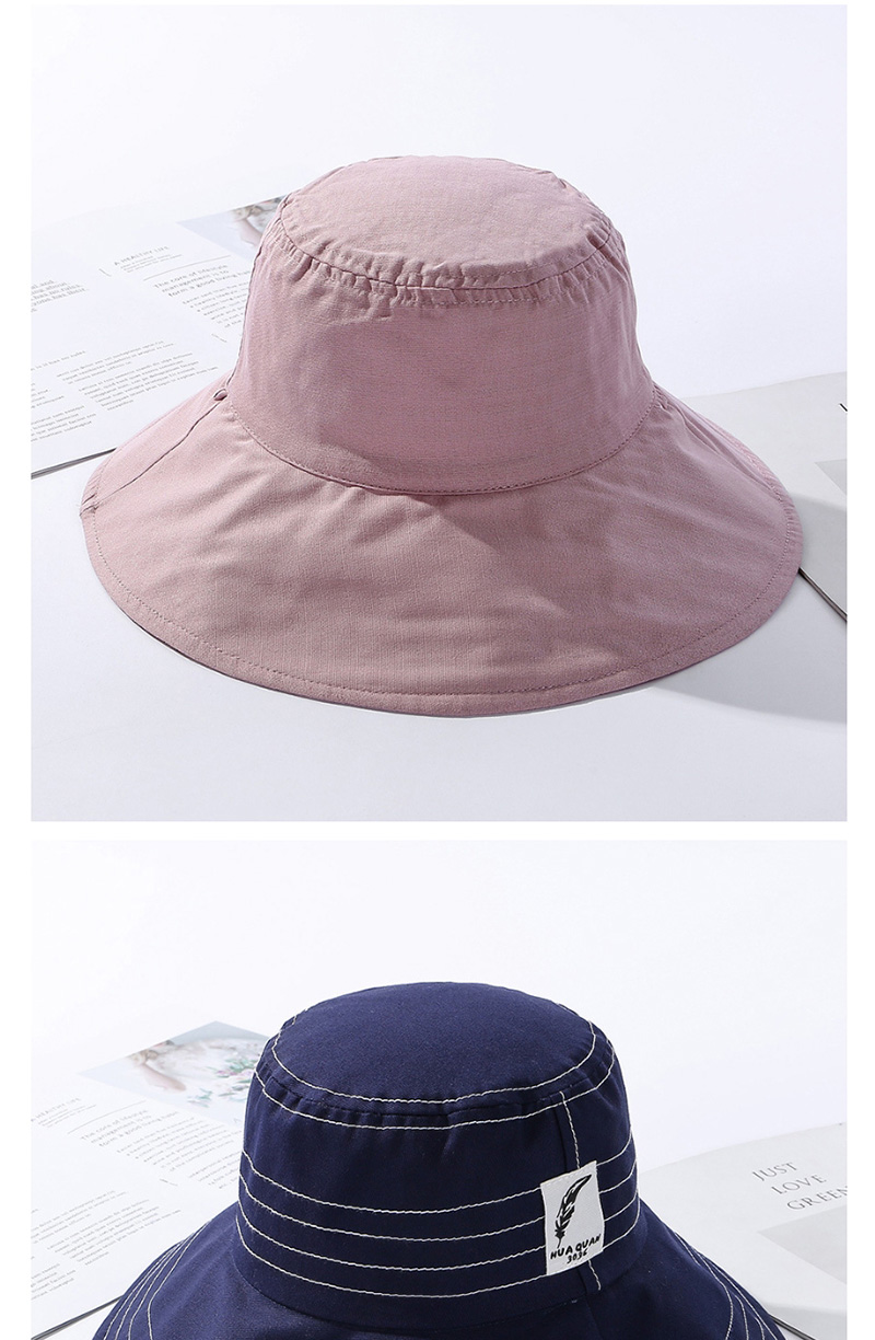Fashion Navy Traces Of Feathers Foldable Large Brimmed Cotton Hat,Sun Hats