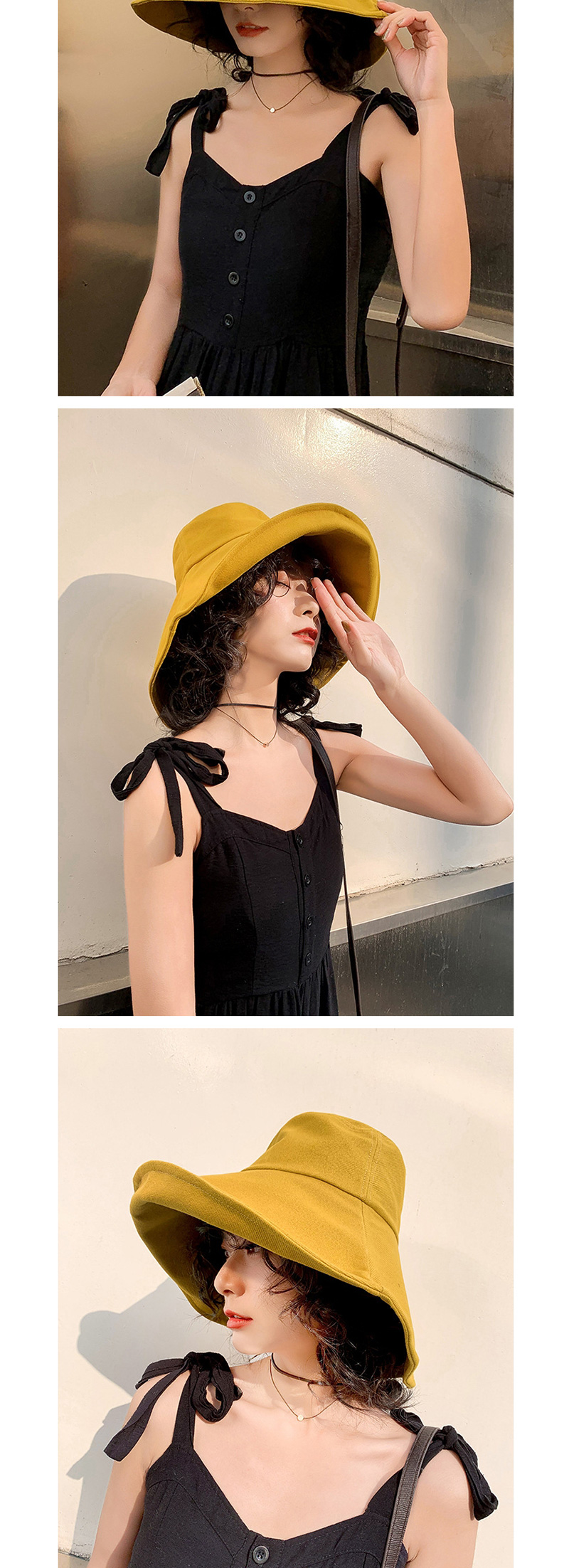 Fashion Khaki Cotton Foldable Large Brimmed Hat,Sun Hats