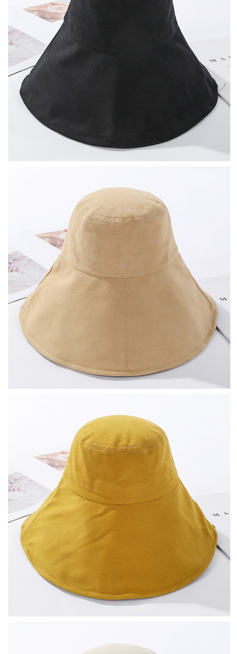 Fashion Yellow Cotton Foldable Large Brimmed Hat,Sun Hats