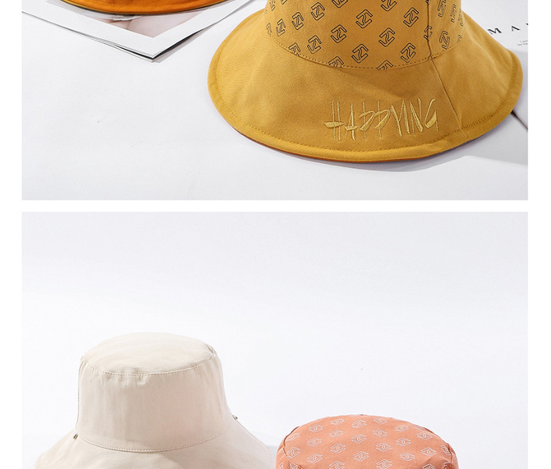 Fashion Khaki Letter Embroidery Double-sided Wear Hat,Sun Hats