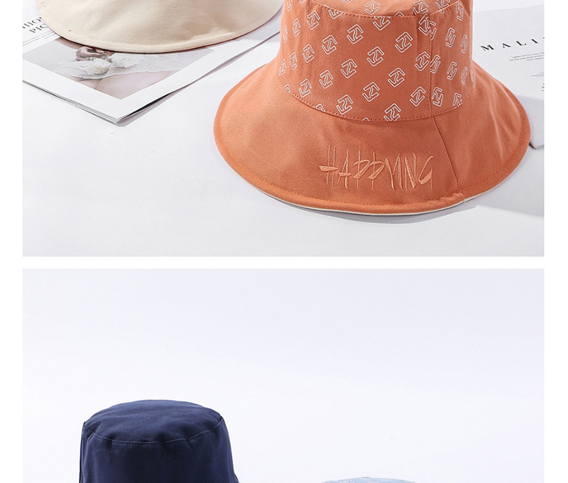 Fashion Khaki Letter Embroidery Double-sided Wear Hat,Sun Hats