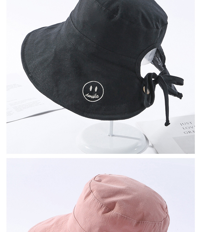 Fashion Pink Double-sided Embroidery Hat Smiling Face Wearing A Bandage,Sun Hats