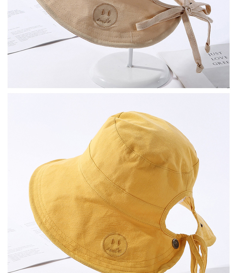 Fashion Beige Double-sided Embroidery Hat Smiling Face Wearing A Bandage,Sun Hats