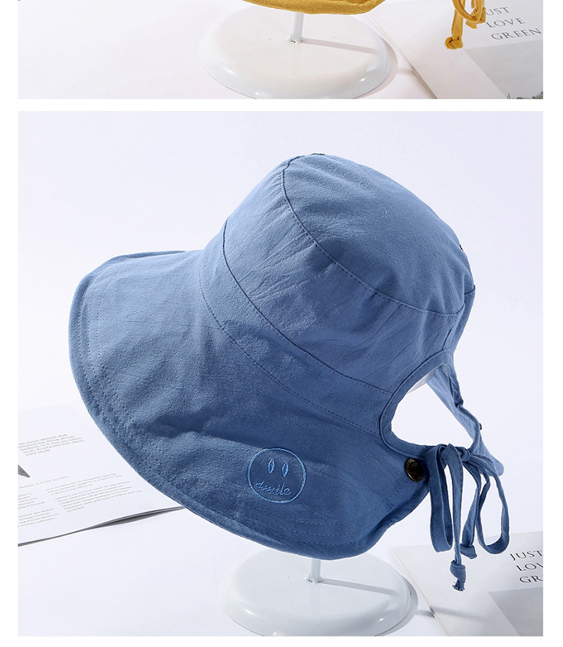 Fashion Blue Double-sided Embroidery Hat Smiling Face Wearing A Bandage,Sun Hats