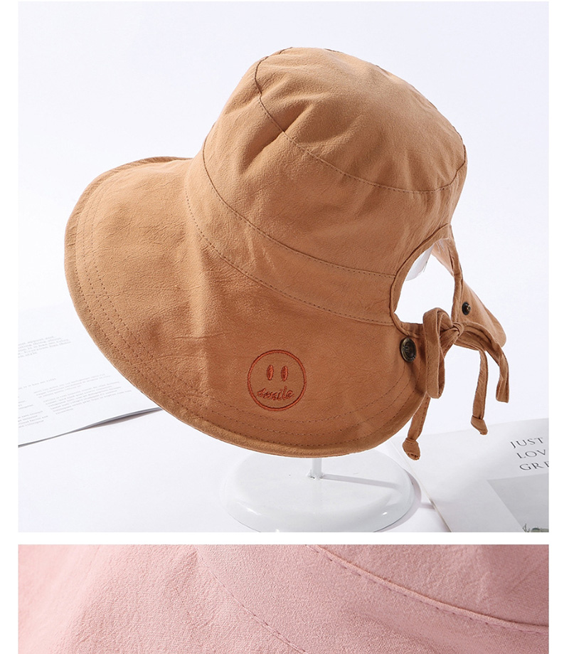 Fashion Pink Double-sided Embroidery Hat Smiling Face Wearing A Bandage,Sun Hats