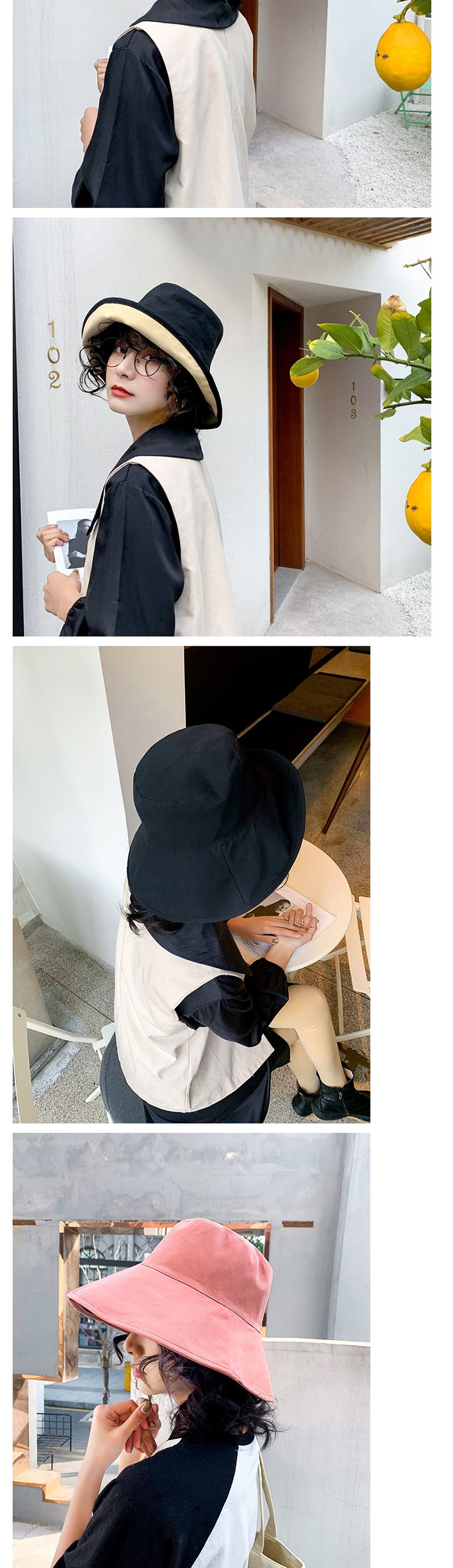 Fashion Khaki Cotton Double-sided Wear Large Brimmed Hat,Sun Hats