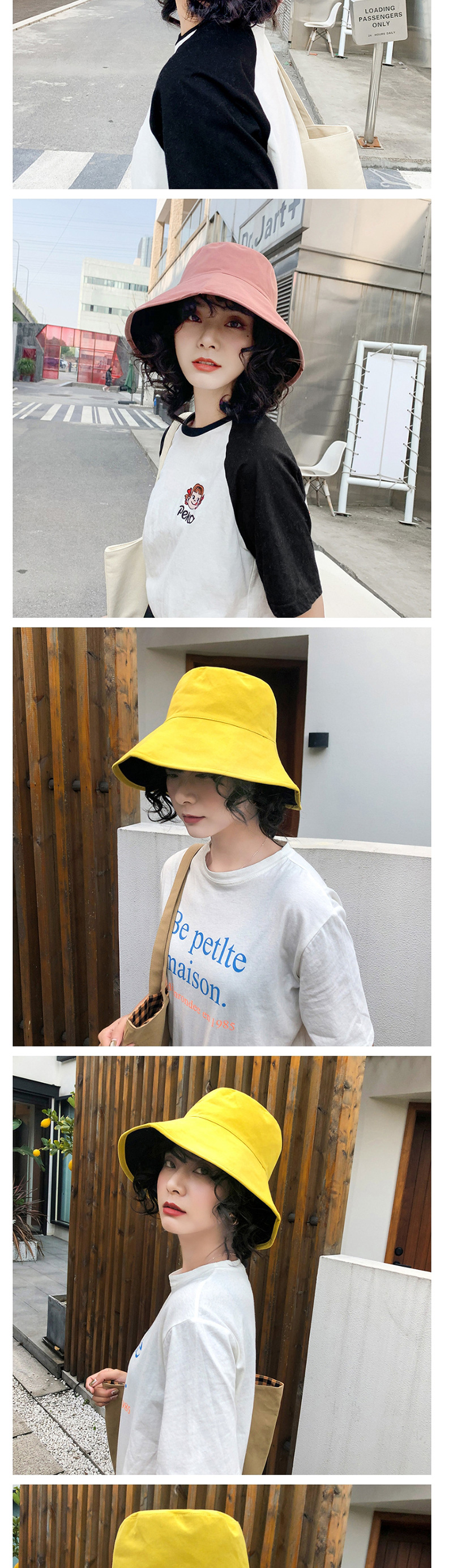 Fashion Yellow Cotton Double-sided Wear Large Brimmed Hat,Sun Hats