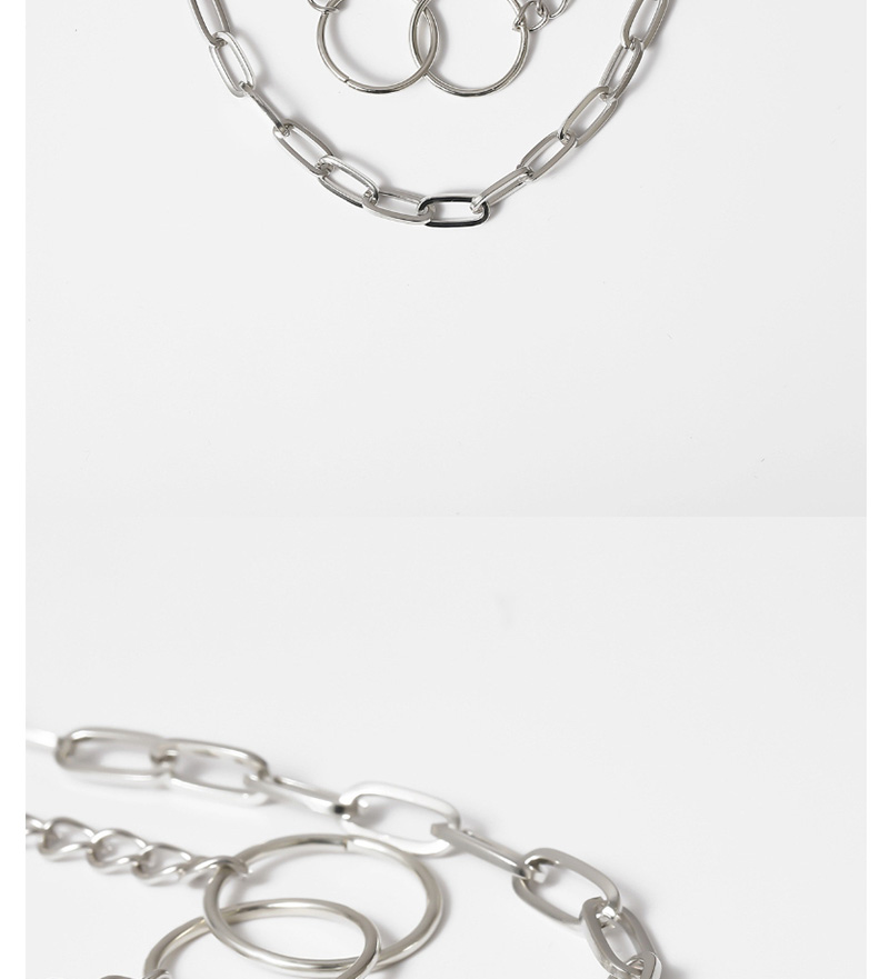 Fashion White K Double Ring Large Circle U-shaped Suit Necklace,Multi Strand Necklaces