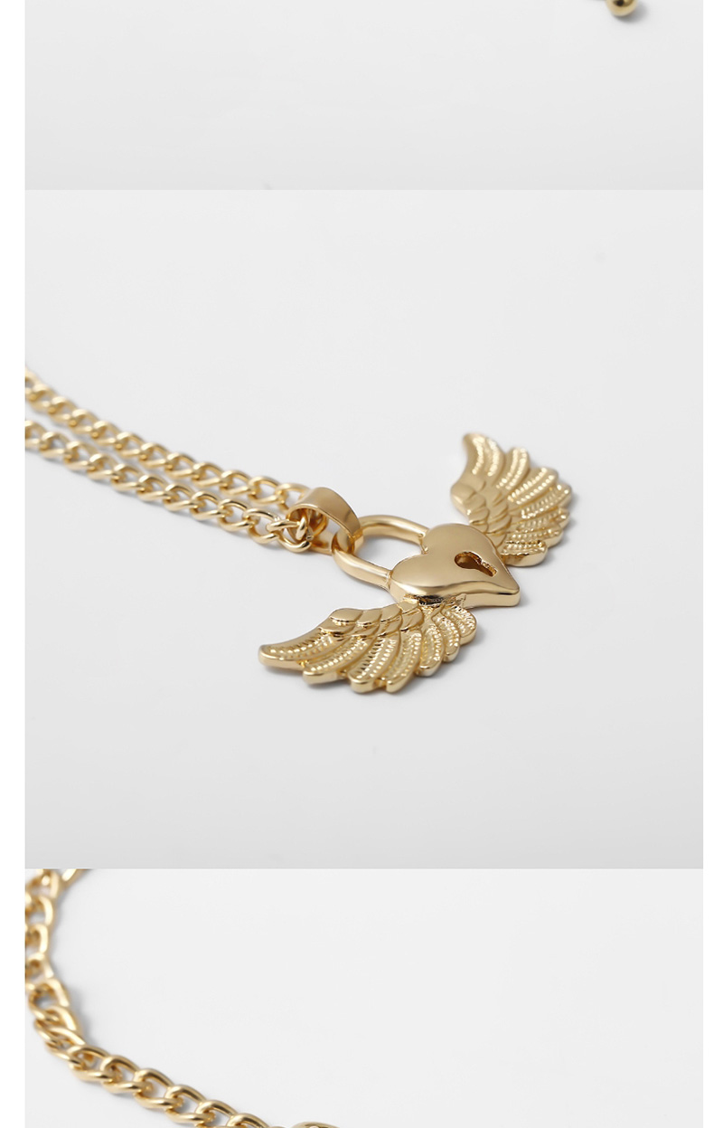 Fashion Golden Letter Love Wings Lock Multilayer Necklace,Multi Strand Necklaces