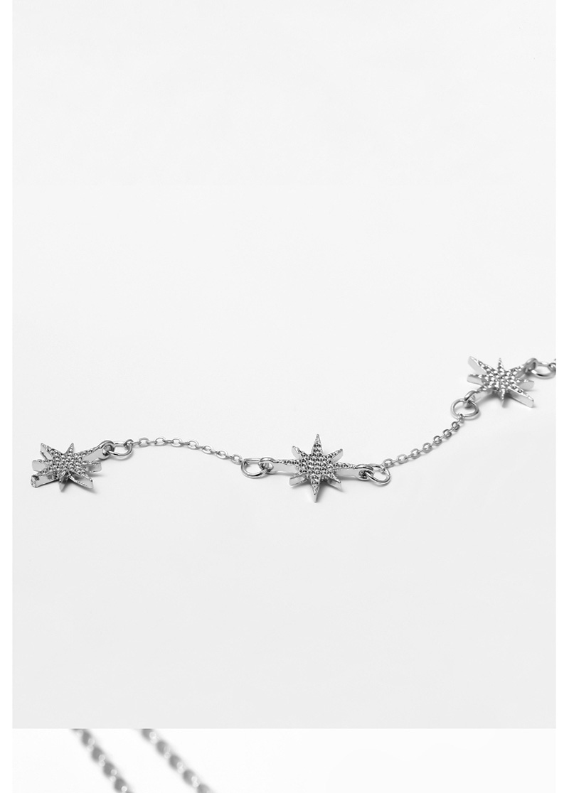 Fashion White K Love Pentagram Geometric Multilayer Necklace With Diamonds,Multi Strand Necklaces