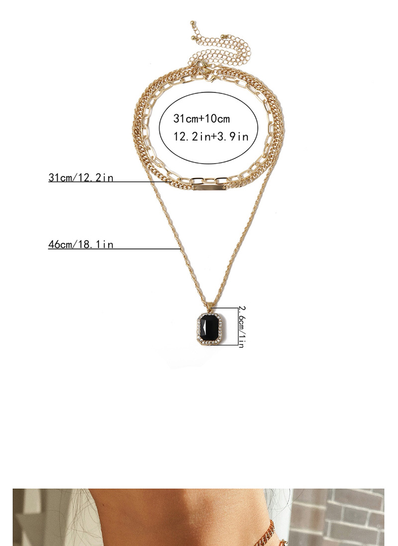 Fashion Golden U-shaped Geometric Multilayer Necklace With Diamond Resin,Multi Strand Necklaces