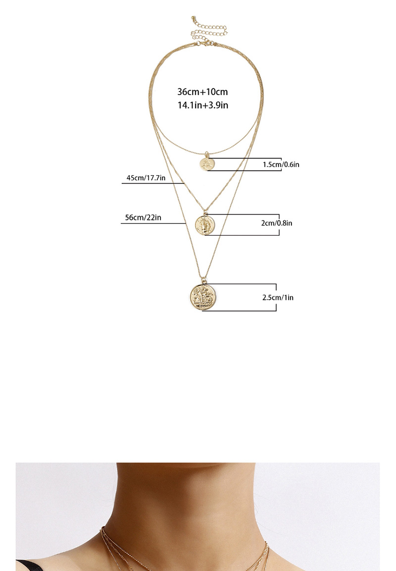 Fashion Golden Three-dimensional Portrait Embossed Multilayer Necklace,Multi Strand Necklaces