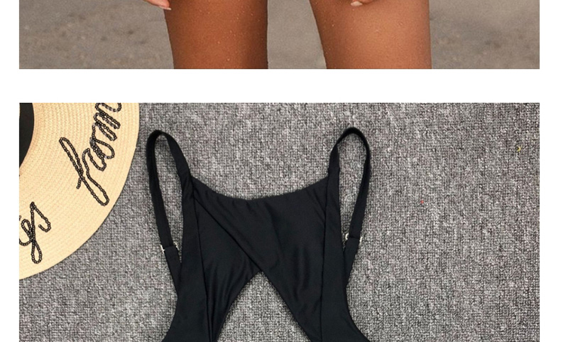 Fashion Black Hollow Zip Leak Back One-piece Swimsuit,One Pieces