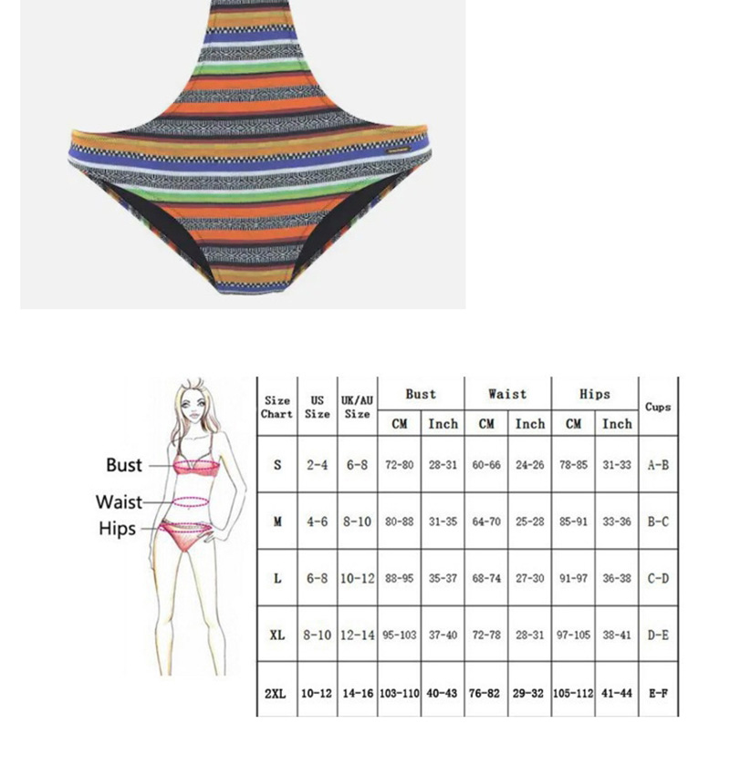 Fashion Stripe V-neck Cutout Leak Back One-piece Swimsuit,One Pieces