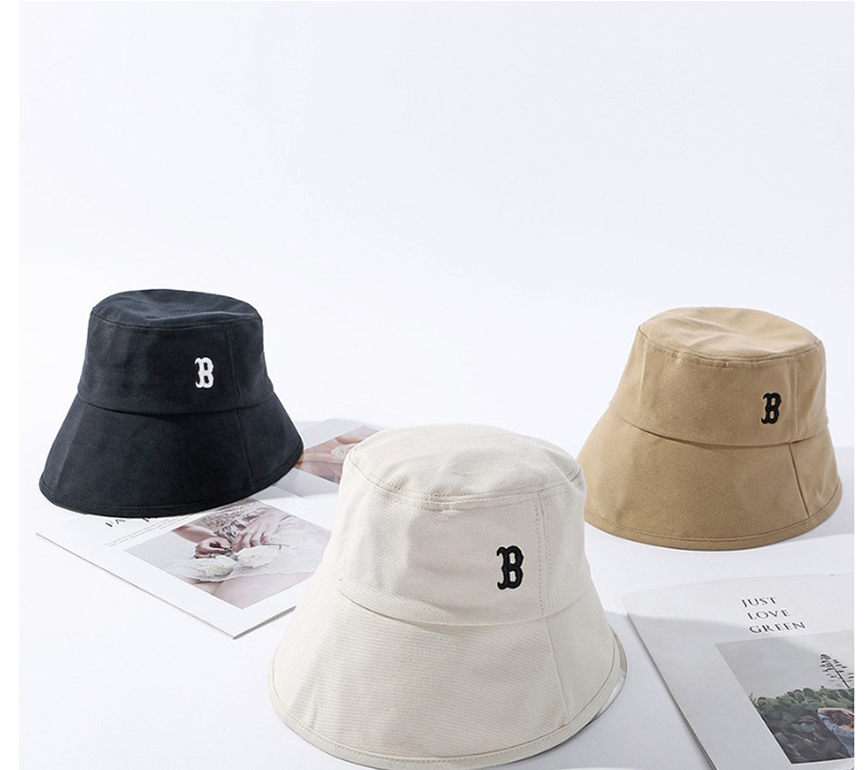 Fashion Beige Embroidered Letter Bucket Hat,Sun Hats