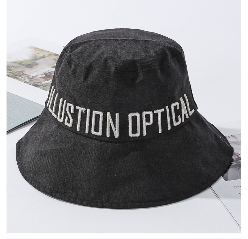 Fashion Black Embroidered Fisherman Hat,Sun Hats