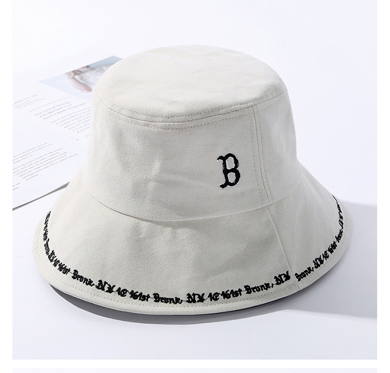 Fashion Beige Embroidered Alphabet Fisherman Hat,Sun Hats