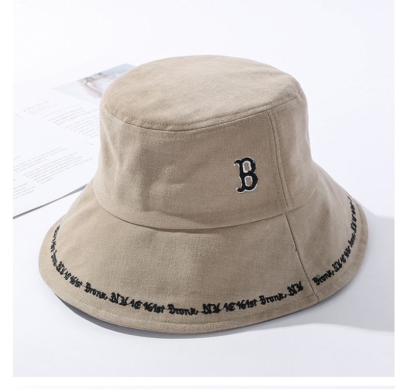 Fashion Yellow Embroidered Alphabet Fisherman Hat,Sun Hats