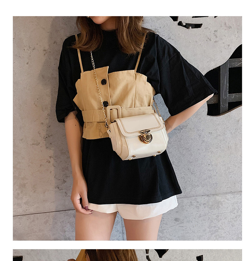 Fashion Khaki Spiraea Lock Chain Shoulder Messenger Bag,Shoulder bags