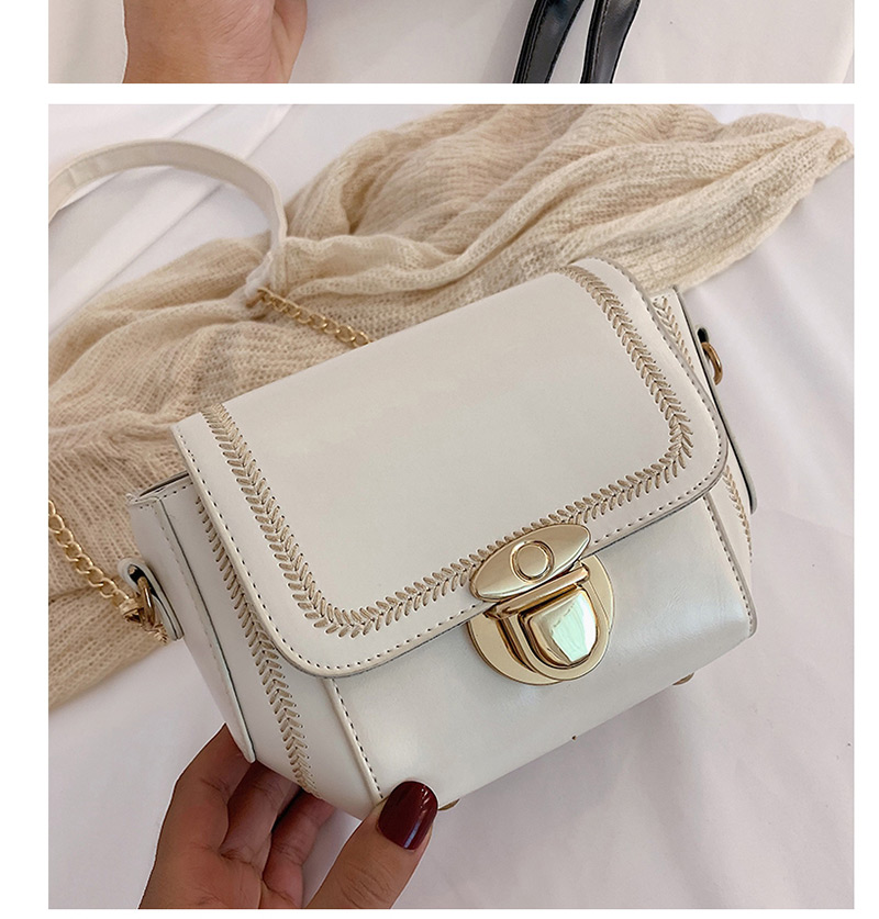 Fashion White Spiraea Lock Chain Shoulder Messenger Bag,Shoulder bags