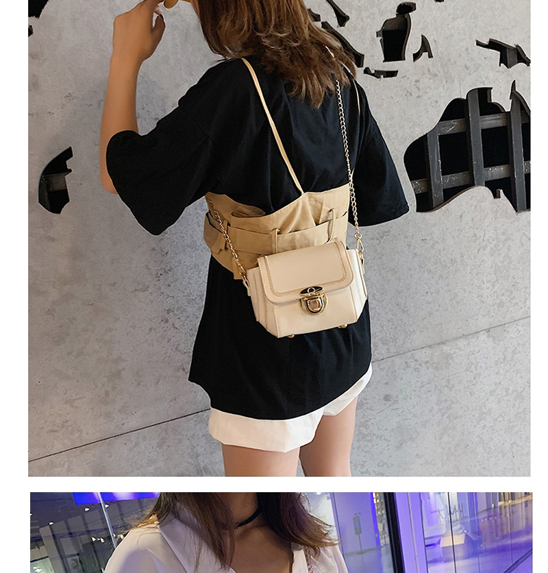 Fashion Khaki Spiraea Lock Chain Shoulder Messenger Bag,Shoulder bags